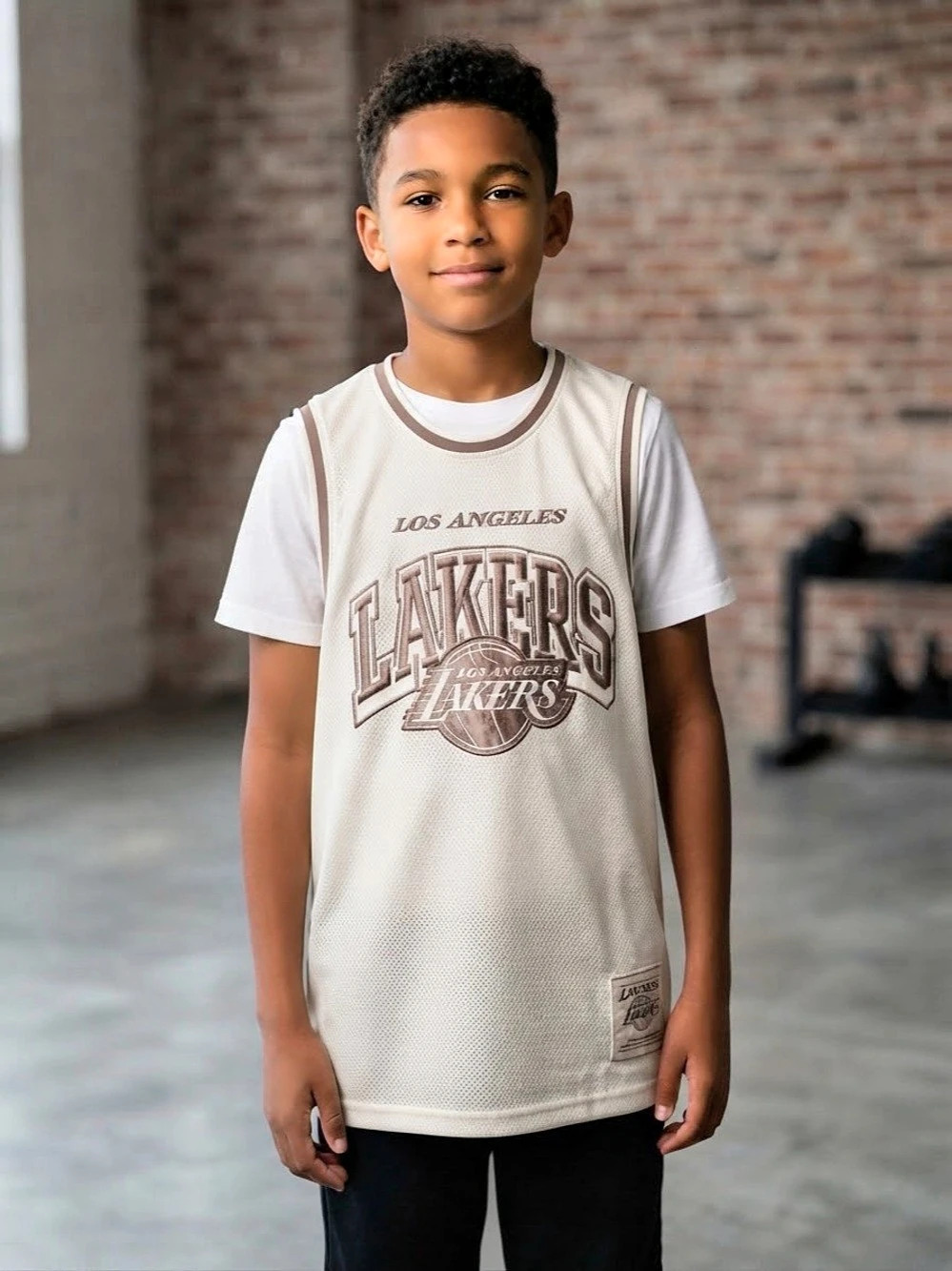 NBA Los Angeles Lakers Boys 10-12 White Basketball Jersey Like New